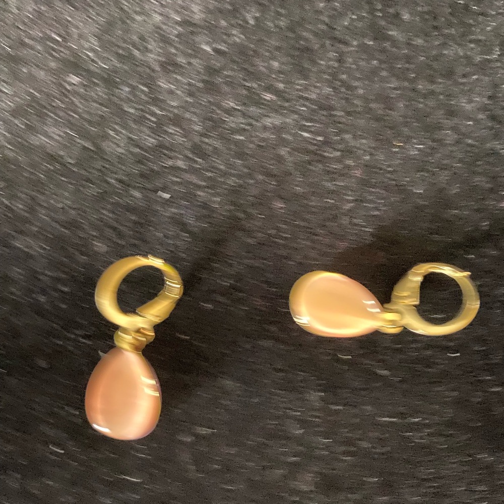Gold and Pink Teardrop and Oval Earrings